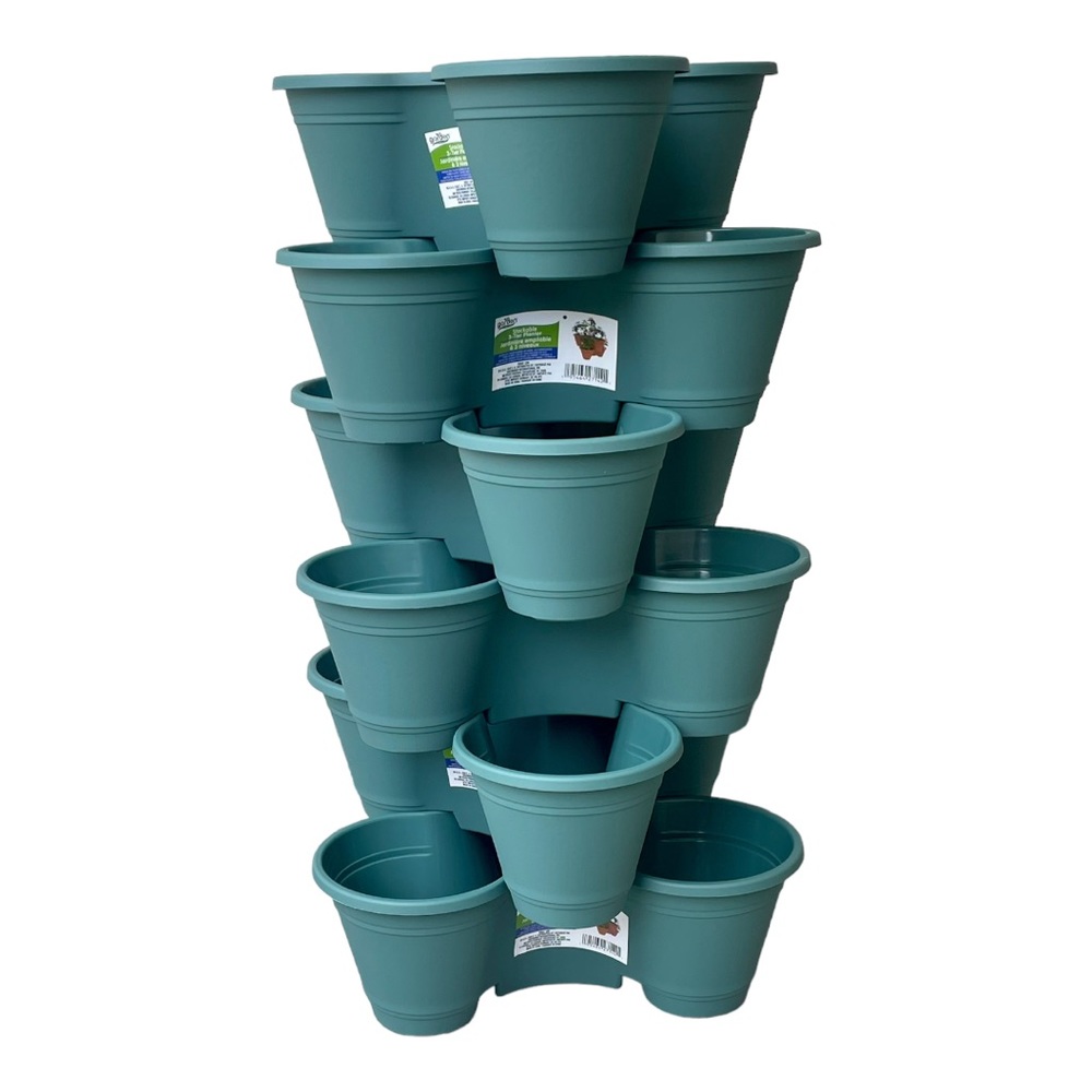 6 Tier Stackable Vertical Indoor Outdoor Plastic Large Teal Garden Herb Planter